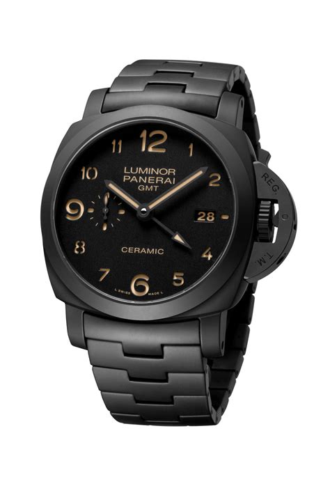 panerai specialties luminor 1950 tourbillon gmt ceramic watch|luminor Panerai gmt price.